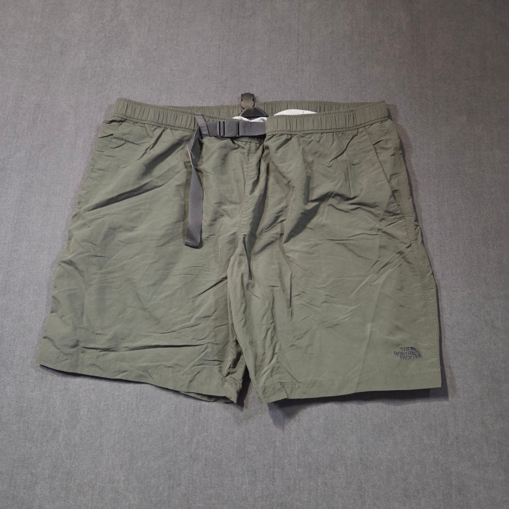 The North Face Hiking Shorts Mens XXXL Green Belted Elastic Waist Mesh Lined